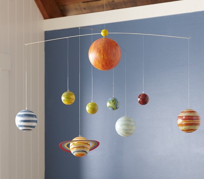 the solar system is hanging from the ceiling