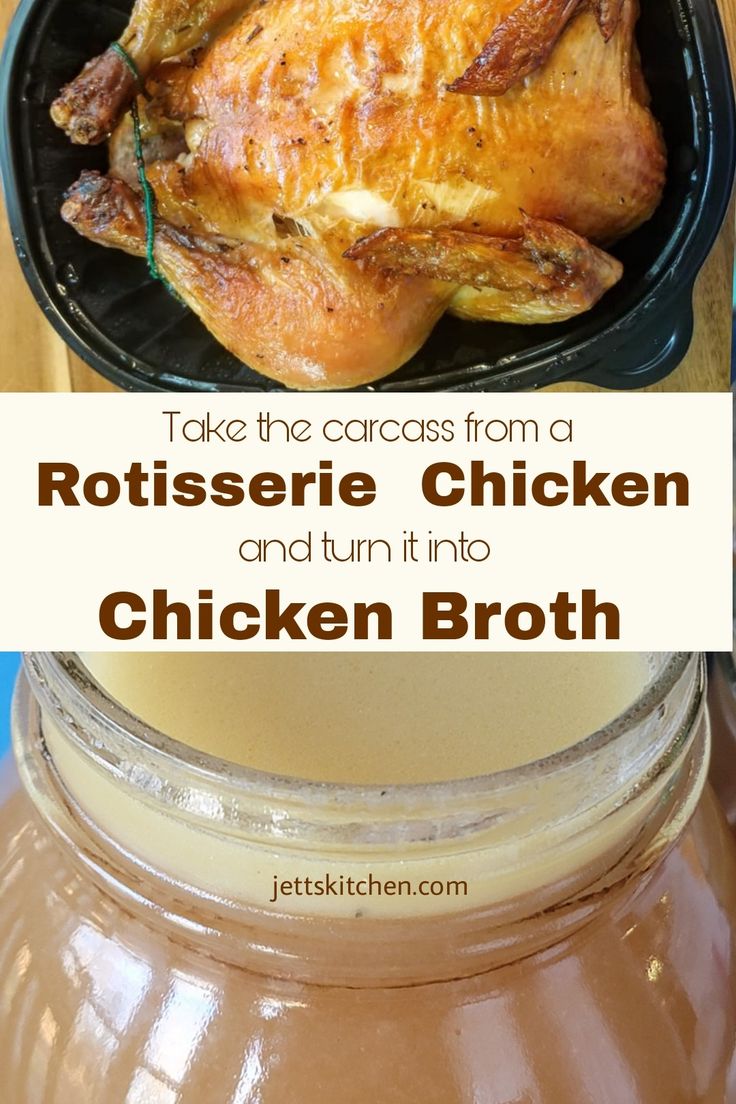 Recipe for making chicken Broth from a rotisserie chicken carcaas. Rotisserie Chicken Broth, Homemade Rotisserie Chicken, Recipes Rotisserie Chicken, Chicken Bone Broth Recipe, Rotisserie Chicken Soup, Homemade Chicken Broth, Make Chicken Broth, Recipes Using Rotisserie Chicken, Costco Chicken