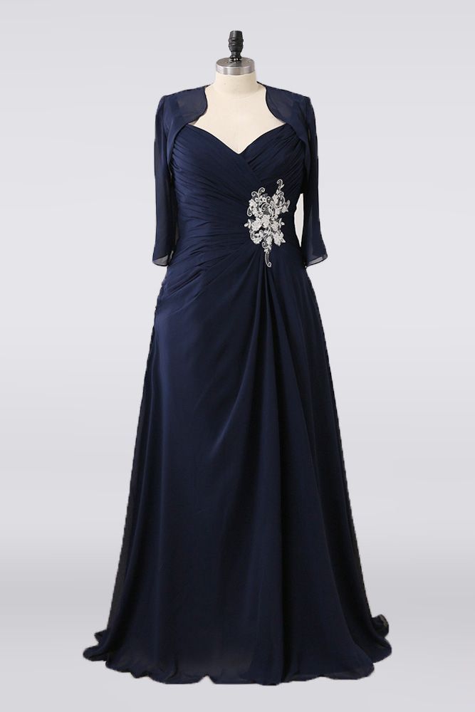 Only $148.99, Mother of the Bride Dresses Full Figure Dark Navy Blue Mother Of The Bride Dress Pleated With Jacket #E7983 at #GemGrace. View more special Bridal Party Dresses,Mother of the Bride Dresses now? GemGrace is a solution for those who want to buy delicate gowns with affordable prices. Free shipping, 2018 new arrivals, shop now to get $10 off! Mother Of The Bride Looks, Mother Of The Bride Plus Size, Blue Plus Size Dresses, Blue Mother Of The Bride, Delicate Gown, Bridesmaid Dresses Floor Length, Plus Size Bride, Mother Of Groom Dresses, Plus Size Formal Dresses