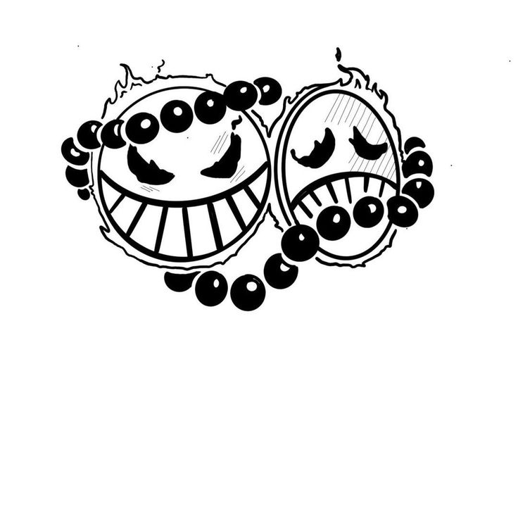 two black and white circles with faces drawn on them