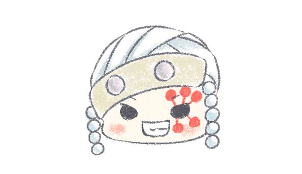 a drawing of a skull wearing a hat with beads on it's head and eyes