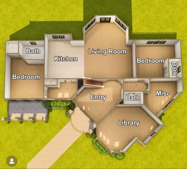 an aerial view of a house with lots of rooms