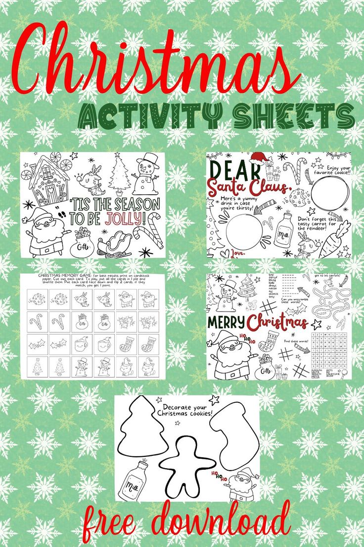 christmas activity sheets with free printables