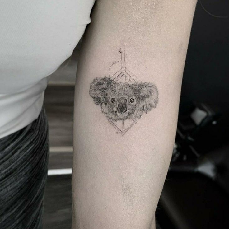 a small koala tattoo on the arm