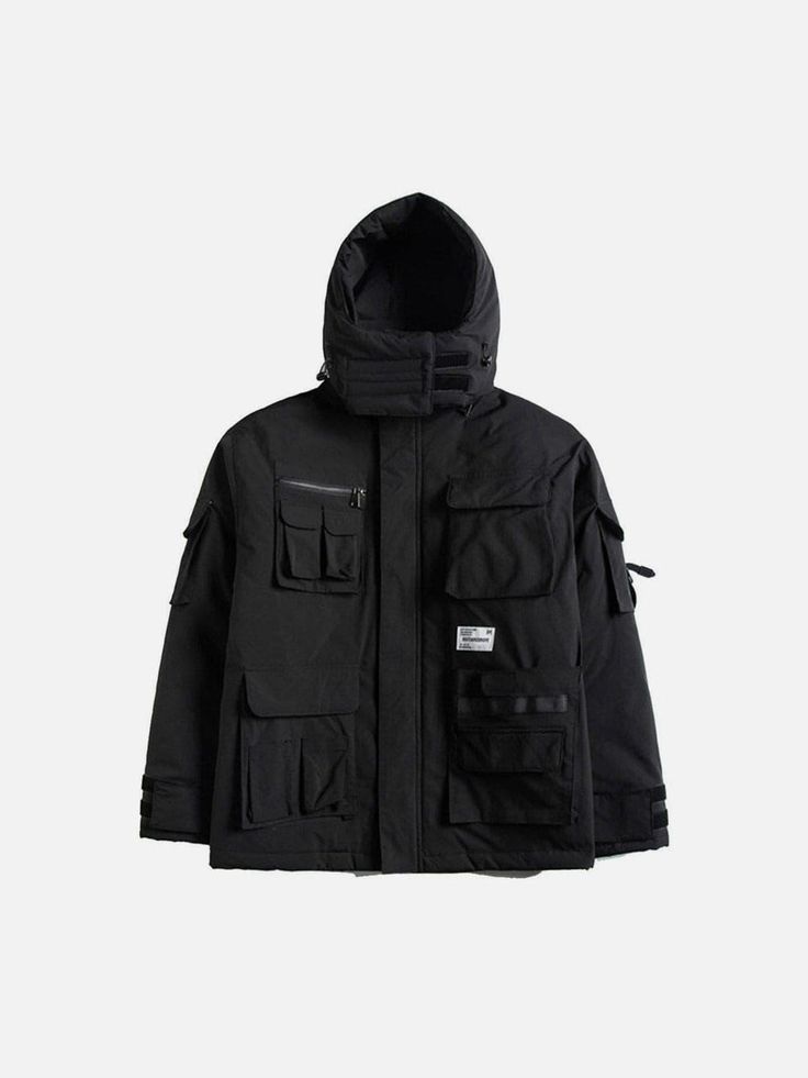 Removable Multi Pockets Winter Coat - Anagoc