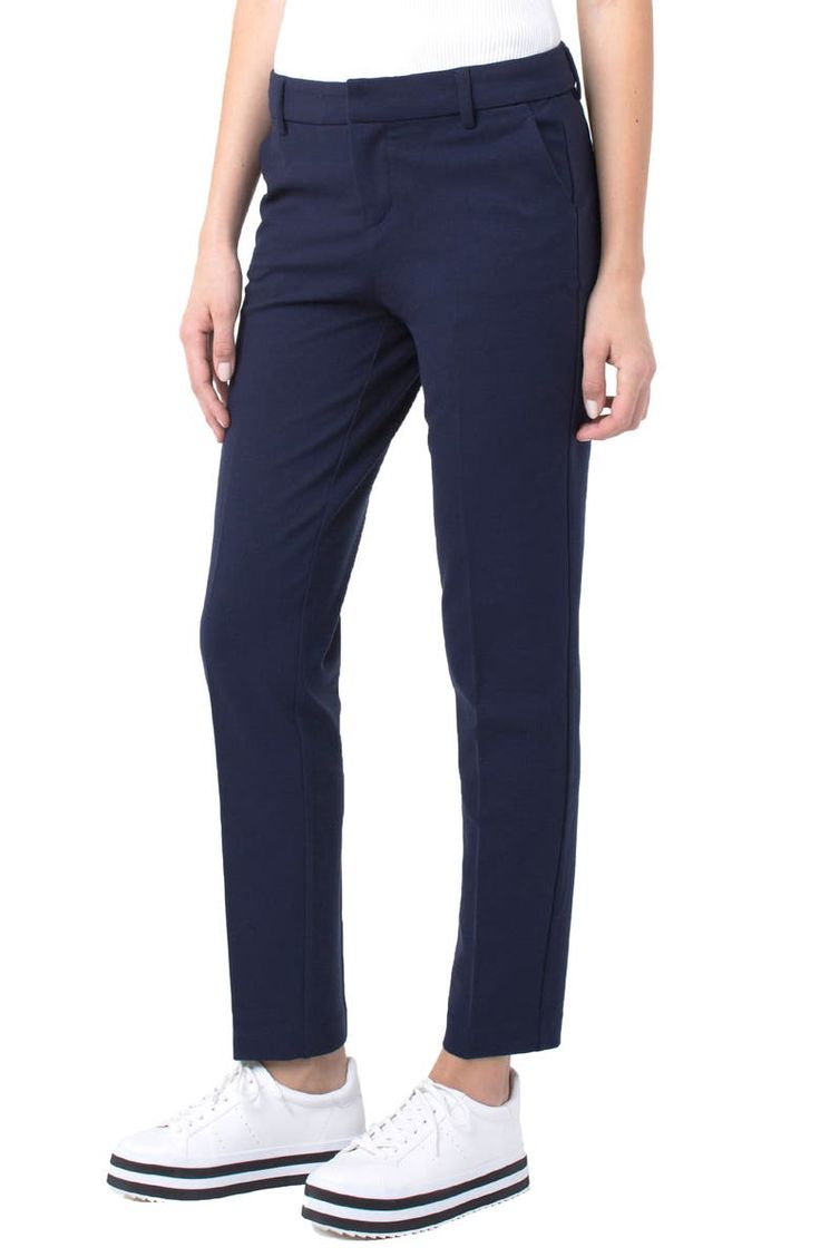 Free shipping and returns on Liverpool Kelsey Knit Trousers at Nordstrom.com. Polished enough for work and comfortable enough for anything, these slim-cut pants are tailored for a smooth fit in a ponte knit with plenty of stretch. Fitted Straight Pants With Pull-on Style, Stretch Pants With Straight Hem For Fall, Pull-on 4-way Stretch Dress Pants For Work, Fitted Bottoms With Straight Silhouette For Fall, Fitted Straight Silhouette Bottoms For Fall, Tailored Spring Pants With 5-inch Inseam, Business Casual Straight Dress Pants With Pull-on Style, Fitted Elastane Straight Leg Pants, Fitted Straight Leg Elastane Pants