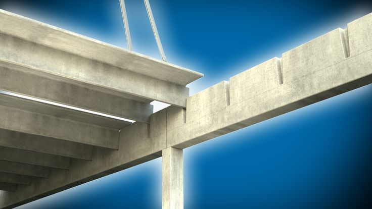 a street sign hanging from the side of a bridge over water with blue skies in the background