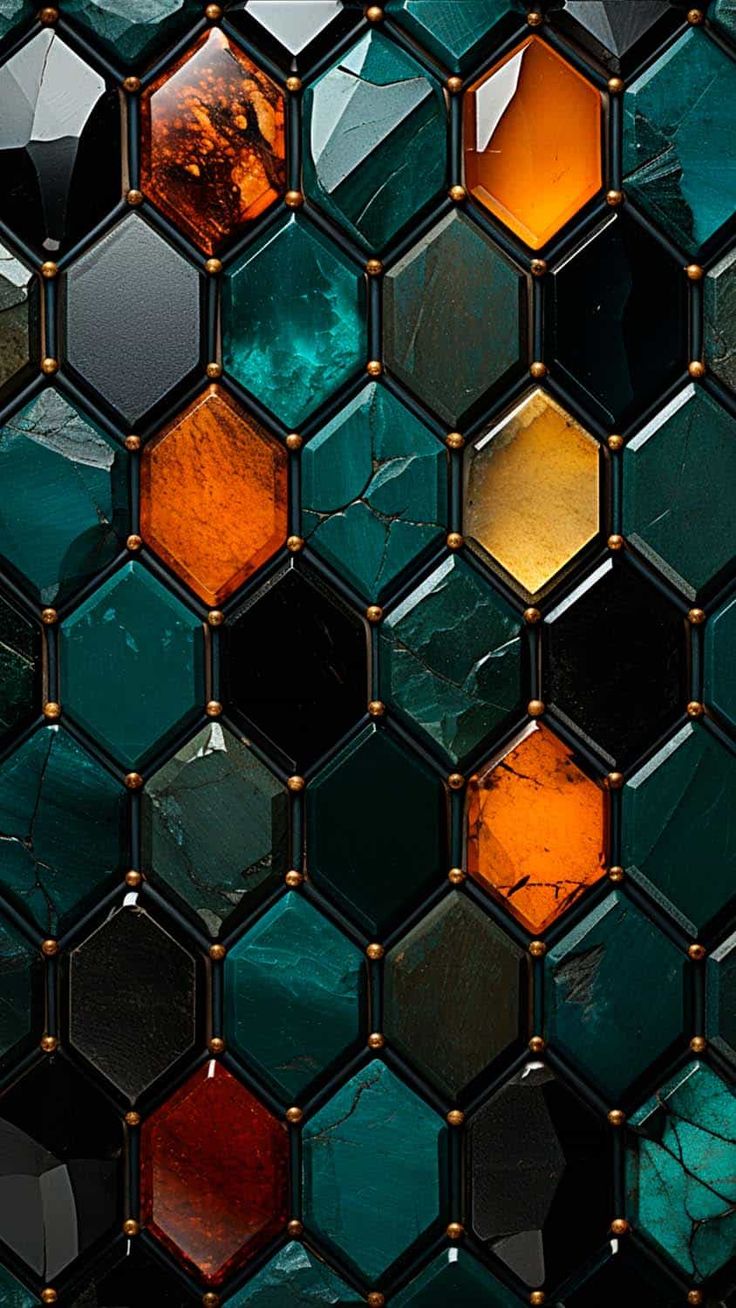 a close up view of some colorful glass tiles