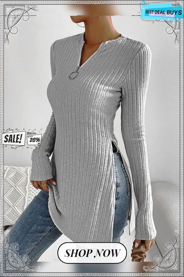 Regular Fit V Neck Casual T-shirt Gray Ribbed V-neck Top, Casual V-neck T-shirt For Winter, Trendy V-neck T-shirt For Winter, Gray V-neck T-shirt For Fall, Buy Tshirts, Casual T Shirt, Color Khaki, Casual T Shirts, Casual Women