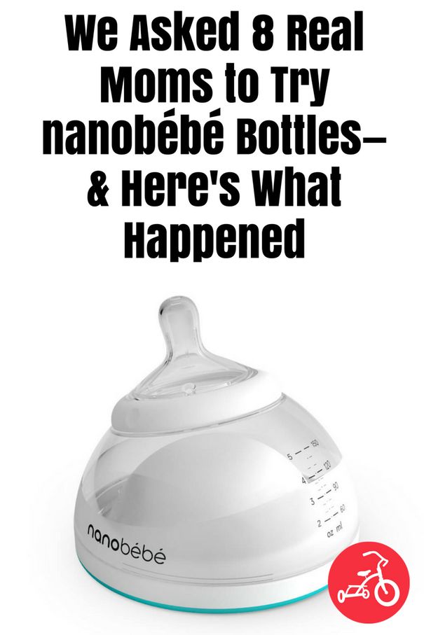 a baby bottle with the words, we asked 8 real moms to try nanobee bottles and here's what happened