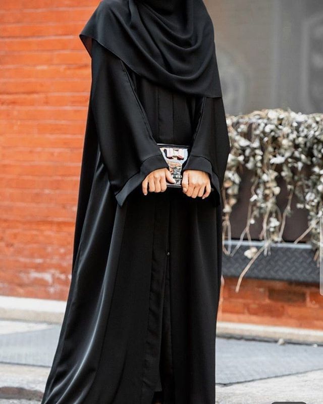 Most requested abaya  Classy plain black abaya Straight cut front open Nida material Rate 2500 Invalidated Feelings, Burkha Designs Black, Burkha Designs, Black Abaya Designs, Simple Abaya, Abaya Fashion Dubai, Abaya Design, Casual Attire For Women, Niqab Fashion