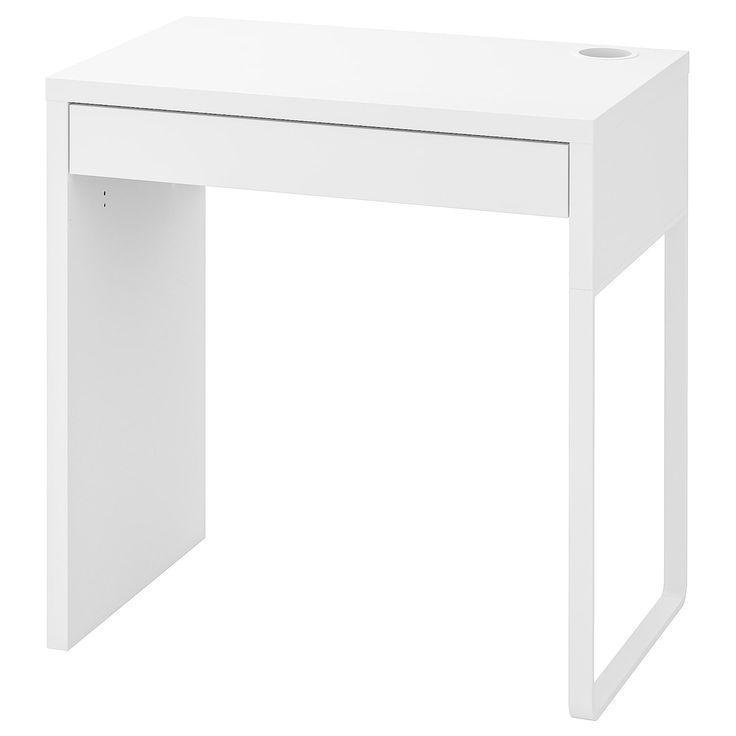 a white desk with one drawer on top