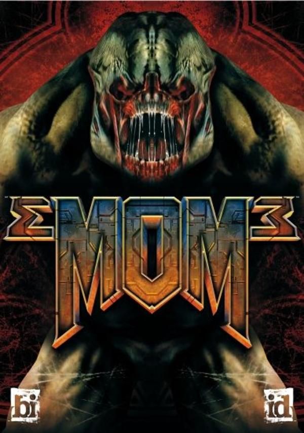 an image of the word mom in front of a demonic demon face with fangs on it