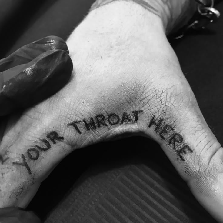 a person's hand with the words you're through here written on it