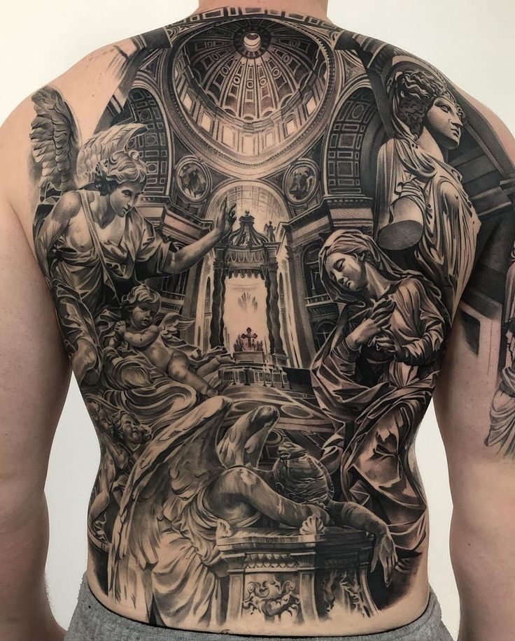 Back Piece Tattoo Men, Full Chest Tattoos, Backpiece Tattoo, Full Tattoo, Torso Tattoos, Realistic Tattoo Sleeve, Back Piece Tattoo, Full Back Tattoos, Pieces Tattoo