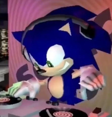 sonic the hedgehog is playing dj's on his turntable in this video game