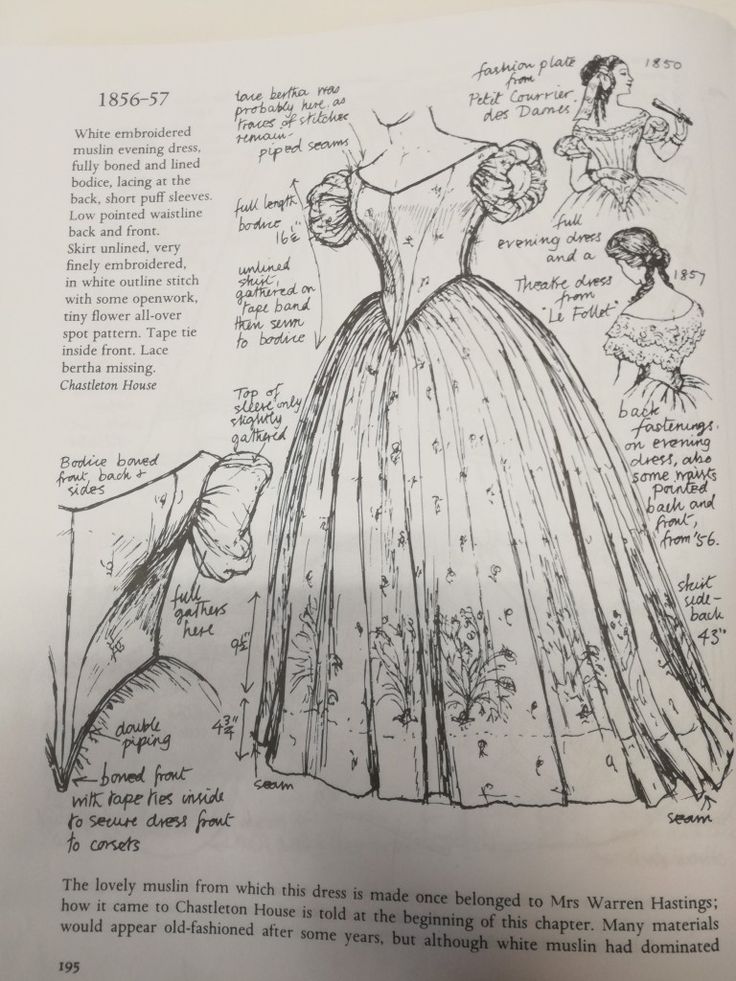 an open book with drawings on it and instructions to make a dress for the ball