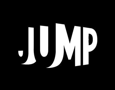 the words jump are in white on a black background, and there is no image to describe