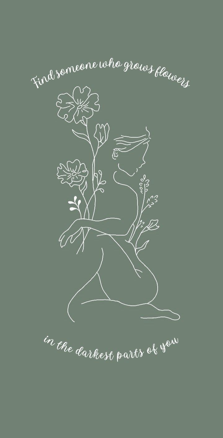 a drawing of a woman with flowers in her hand and the words, find someone who gives