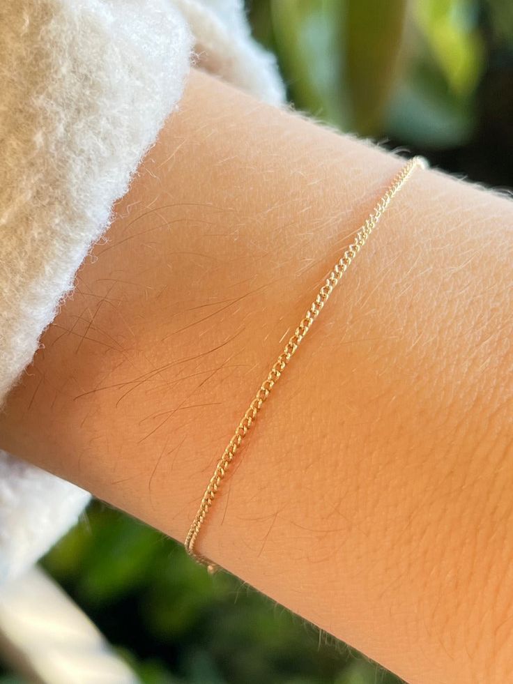 ⚒️ Handcrafted ⚒️ Estimated Ship Date: 5 Dainty 14k White Gold Chain Bracelet, Elegant Curb Chain Bangle, 14k Yellow Gold Charm Bracelet For Everyday, Dainty Jewelry With Curb Chain, Timeless Diamond Cut Chain Bracelet Gift, Timeless Diamond Cut Chain Bracelet As Gift, Classic Adjustable 14k Gold Chain Bracelet, Everyday 14k Yellow Gold Charm Bracelet, Rose Gold 14k Diamond Cut Bracelet