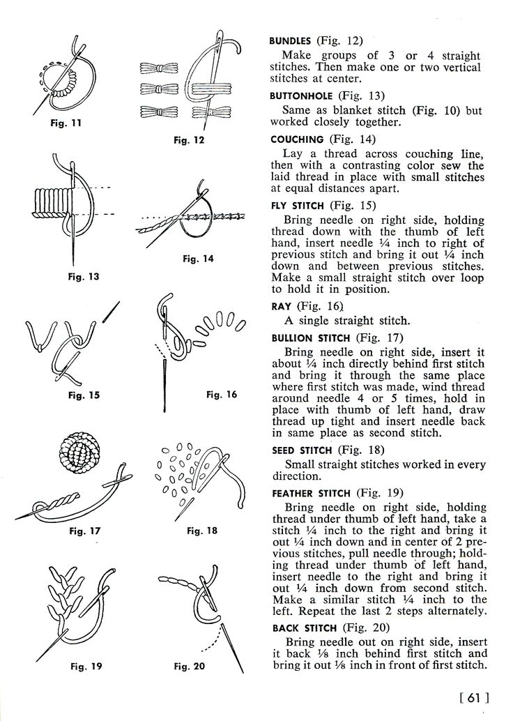 an instruction manual for knitting with instructions on how to use the sewing needle and thread