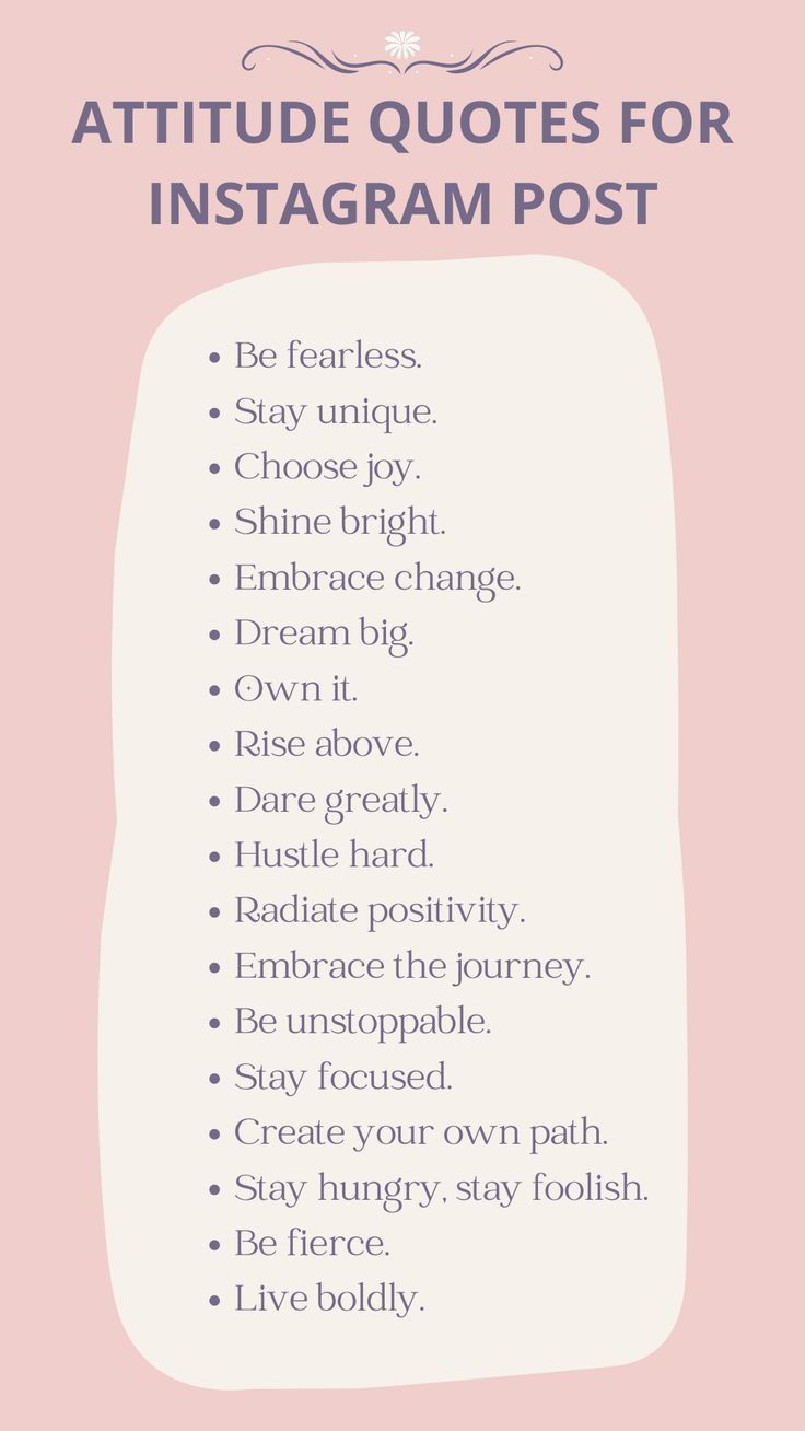 a pink and white poster with the words attitude quotes for instagramm post