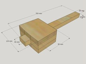 a wooden bench is shown with measurements