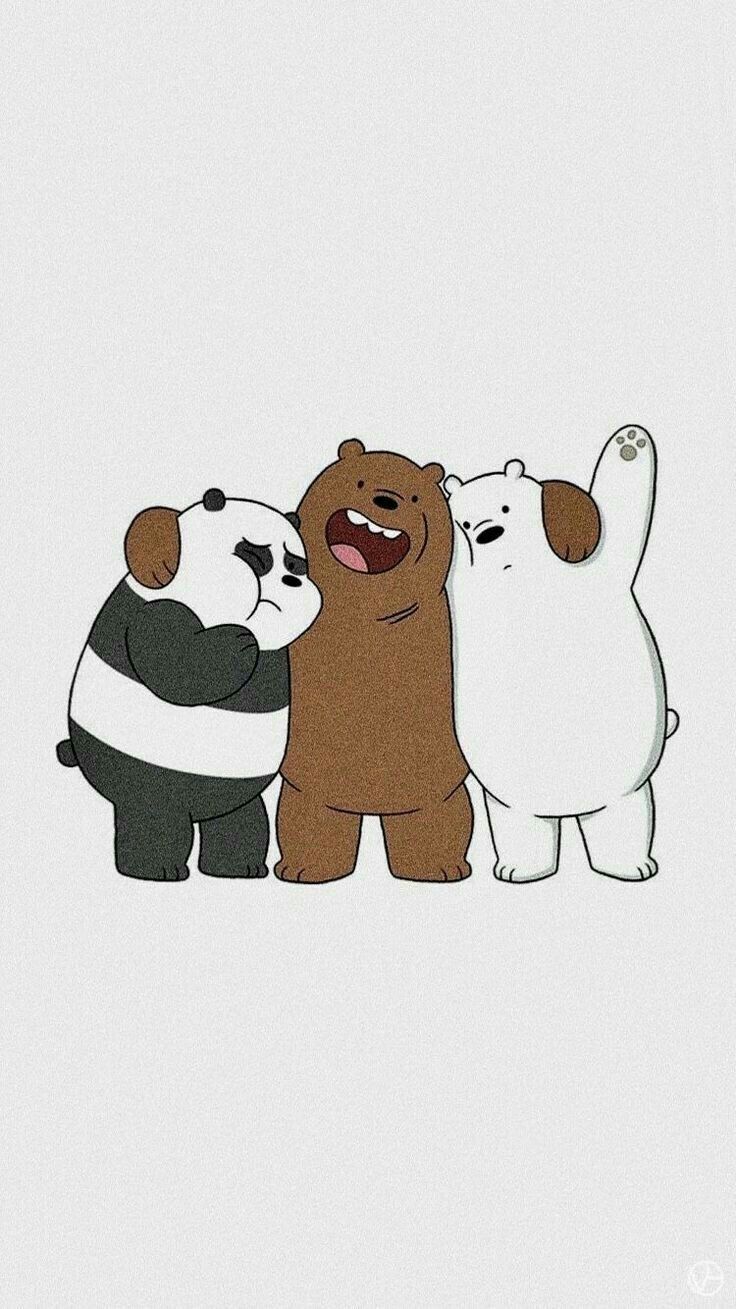 two bears and a panda hugging each other