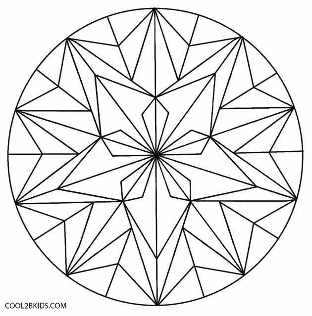 a black and white drawing of an abstract design in the shape of a star, with lines