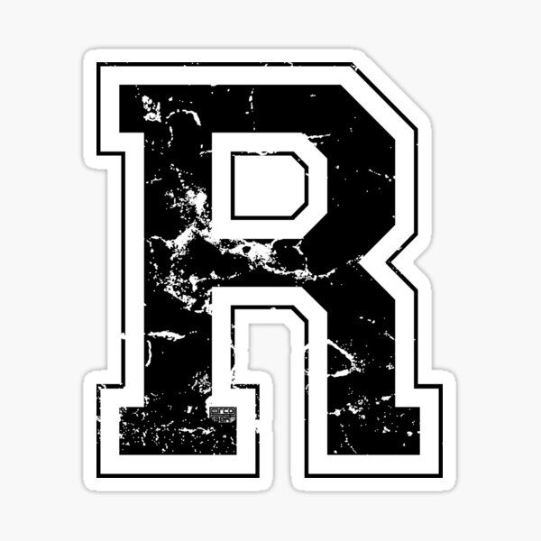 the letter b in black and white with some paint on it sticker is shown