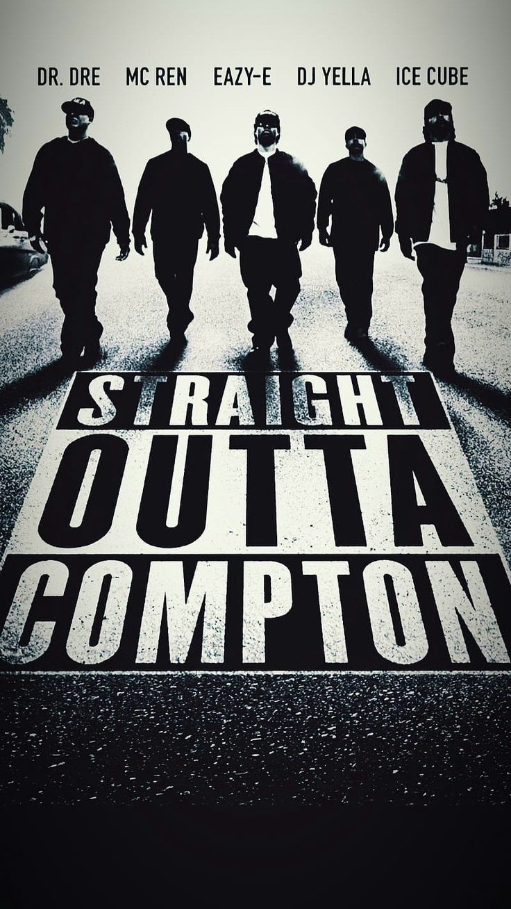 a movie poster for the film straight outa compton with four men walking down the street