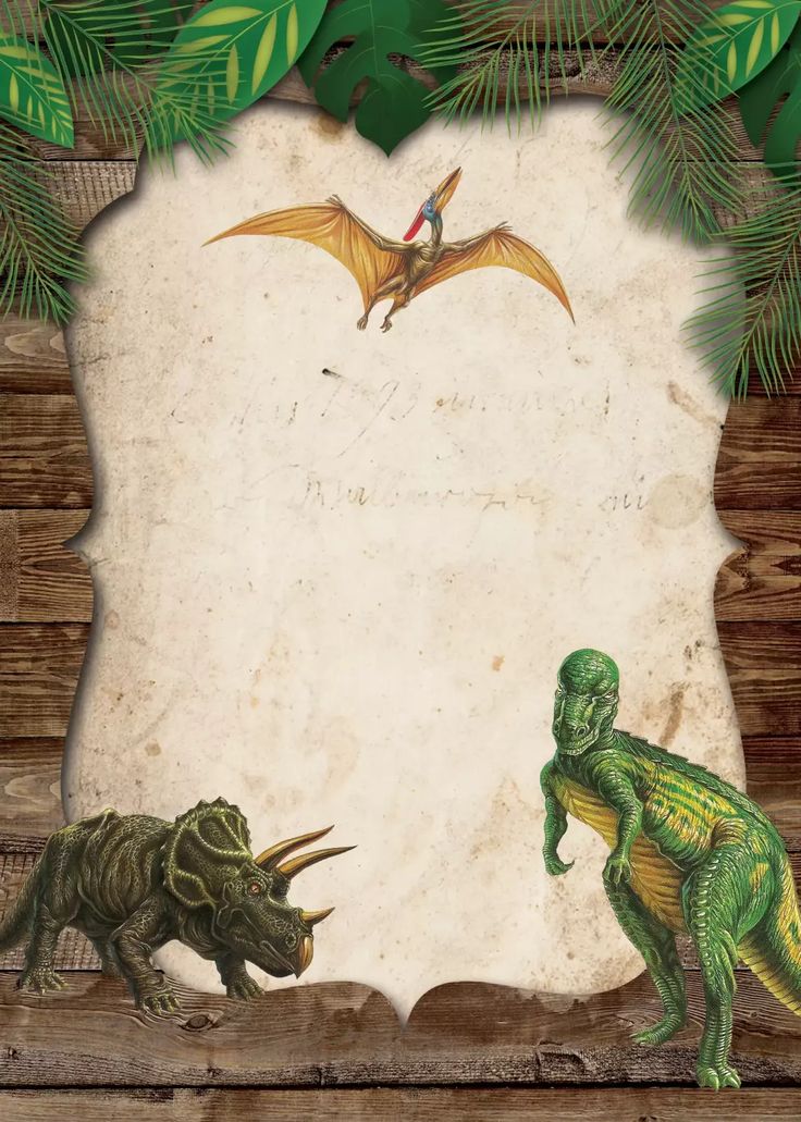 an old paper with dinosaurs on it