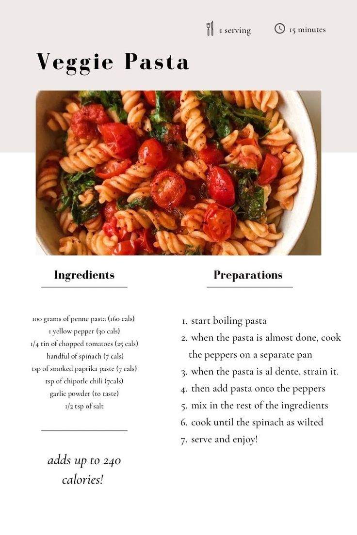 a recipe for pasta with tomatoes and spinach