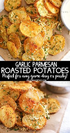 garlic parmesan roasted potatoes with ranch dip