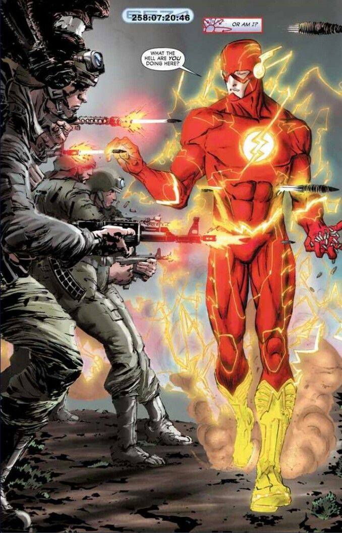 the flash is being attacked by two soldiers