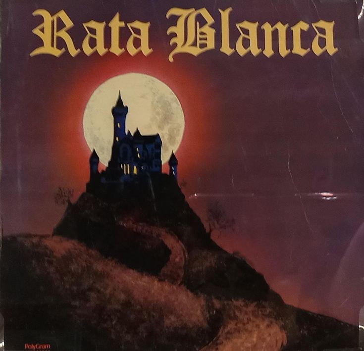 an album cover with a castle on the top of a hill in front of a full moon