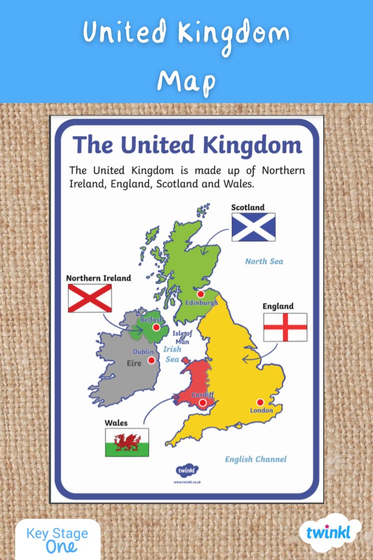 the united kingdom map with flags and directions