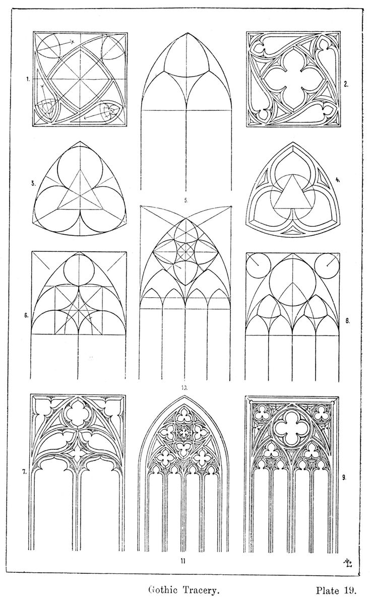 an old architectural drawing shows the different types of windows and their design, as well as how to draw them