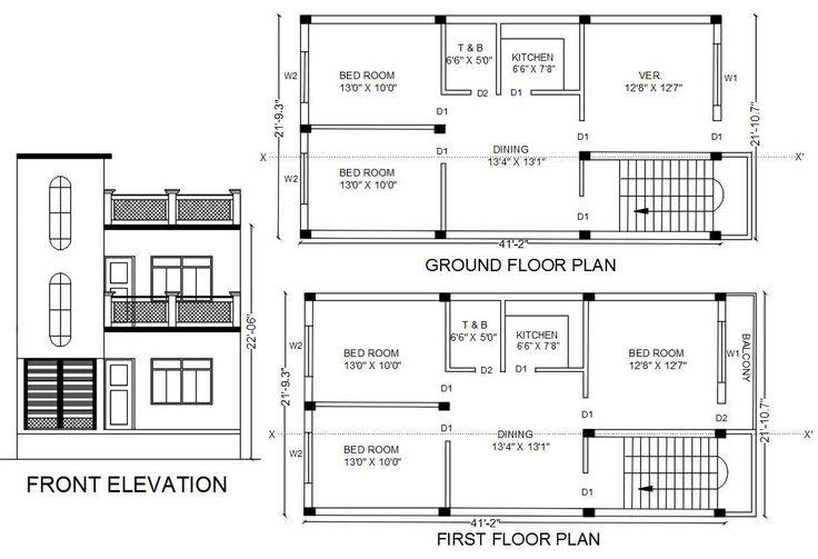 two story house plan with second floor and first floor