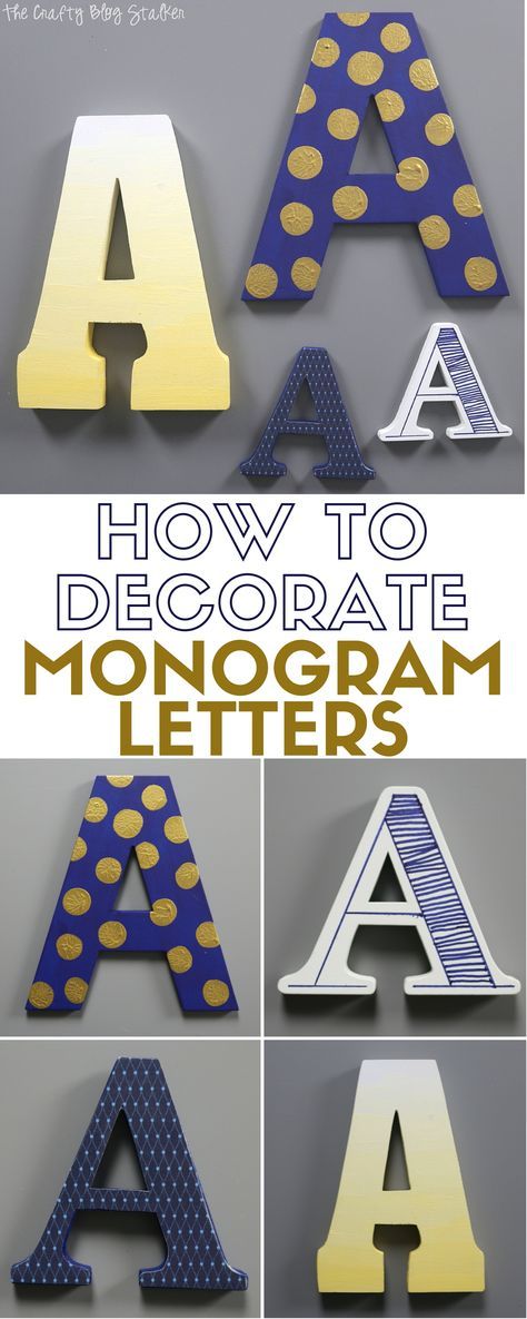 how to decorate monogram letters with polka dots and gold foil on the upper letter