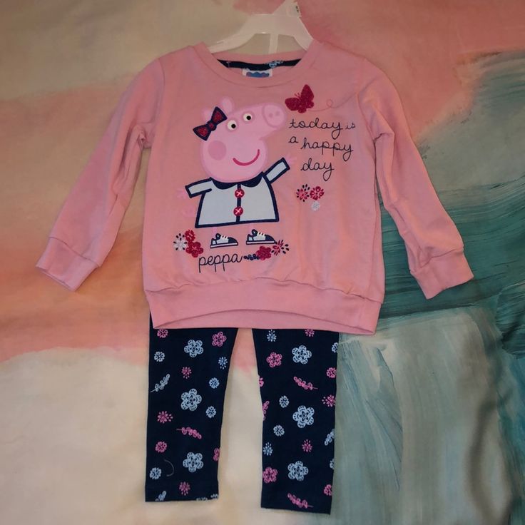 New With Tags Fun Pink Long Sleeve Sets, Fun Long Sleeve Pink Set, Peppa Pig, Pant Set, Pigs, Matching Sets, New Color, Pink Blue, Pants Set