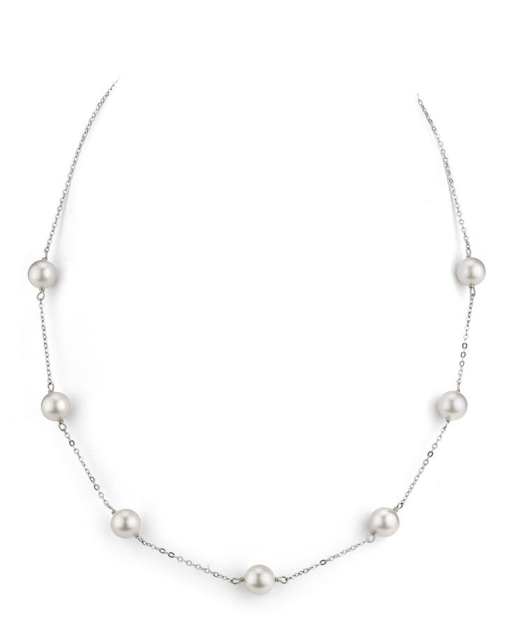 This beautiful Akoya pearl necklace consists of beautiful and lustrous pearls in AAA quality, and is mounted on 14K gold. The option to upgrade to larger pearls are available for an additional fee. Known as the 'icon' of cultured pearls, Akoya pearls have graced the necks, ears, fingers, and wrists of women for decades. The Pearl Source imports their Akoya pearls from the saltwaters of Japan, grown in the Pinctada fucata oyster. All of our Akoya pearl necklaces are made on site, and our extensiv Tin Cup, Akoya Pearl Necklace, Cultured Pearl Bracelet, Pearl Strands Necklace, White Gold Chains, Station Necklace, Akoya Pearls, The Pearl, Pearl Size