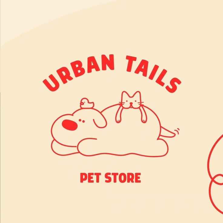 the logo for urban tails pet store with a dog laying on top of a pillow