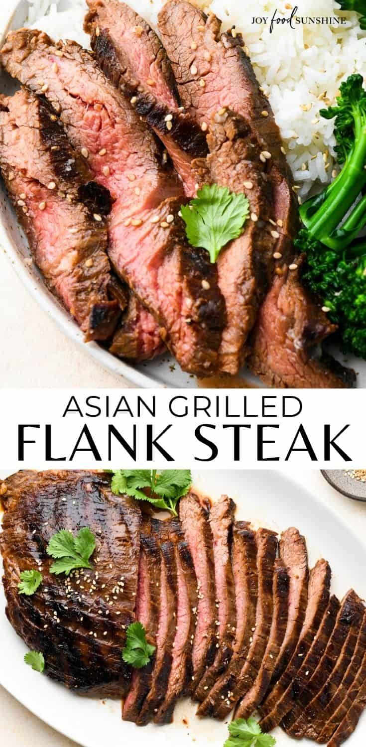 This grilled flank steak recipe is easy & delicious. An Asian flank steak marinade infuses the meat with flavor and tenderizes it overnight. Then, it only takes 10 minutes to grill and have perfect flank steak ready to eat for dinner. Asian Grilled Flank Steak, Flank Steak Marinade Asian, Korean Flank Steak Marinade, Korean Steak Marinade, Marinated Flank Steak Recipes, Korean Flank Steak, Teriyaki Flank Steak, Asian Steak Marinade, Asian Flank Steak