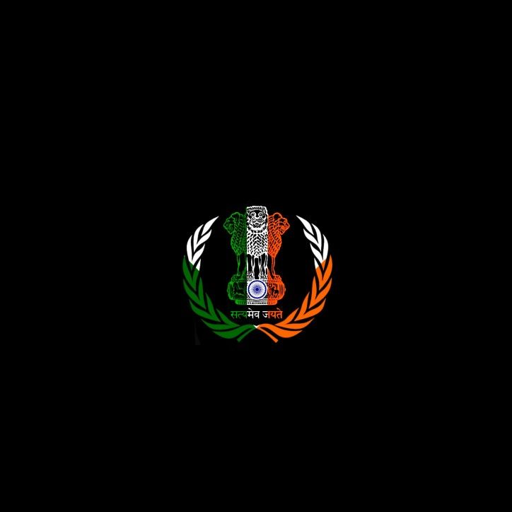 the emblem of india is shown on a black background with green, orange and red stripes