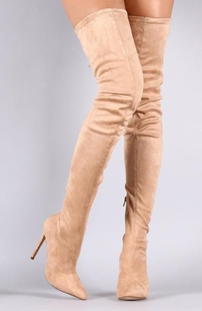 Short Blonde Pixie Cut, Zipper Heels, Suede Fashion, Boots Suede, Stiletto Boots, Pointed Toe Boots, How To Stretch Boots, Genuine Leather Shoes, Heel Boots