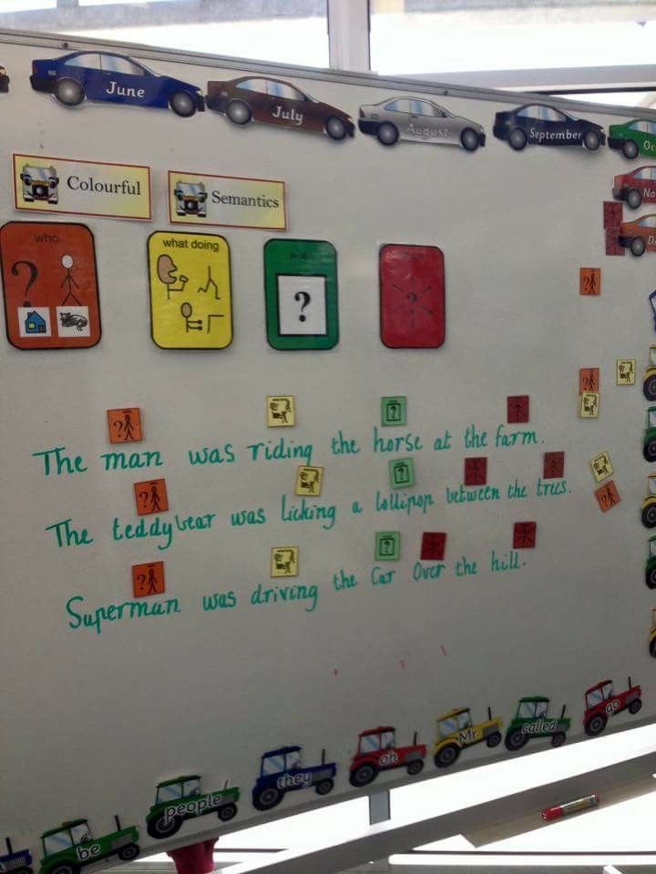 a white board with cars and trucks on it