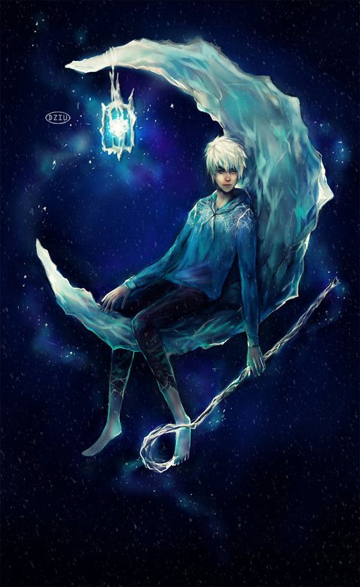 an anime character sitting on top of a moon