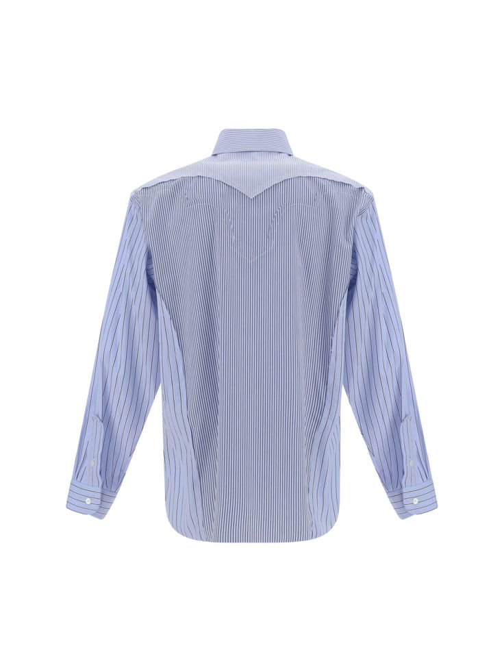 100% cotton Pinstripe Cotton Shirt For Work, Relaxed Fit Pinstripe Cotton Tops, Pinstripe Cotton Tops With Relaxed Fit, Pinstripe Cotton Button-up Shirt, Classic Pinstripe Tops With Relaxed Fit, Classic Pinstripe Cotton Top, Blue Cotton Dress Shirt With Relaxed Fit, Spring Pinstripe Cotton Top, Fitted Pinstripe Cotton Shirt