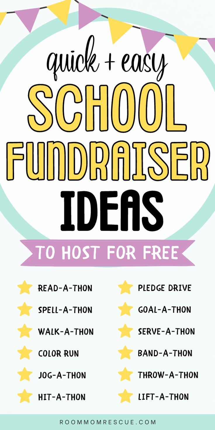 the back to school fundraiser flyer with text that reads, quick and easy school fundraiser ideas to host for free